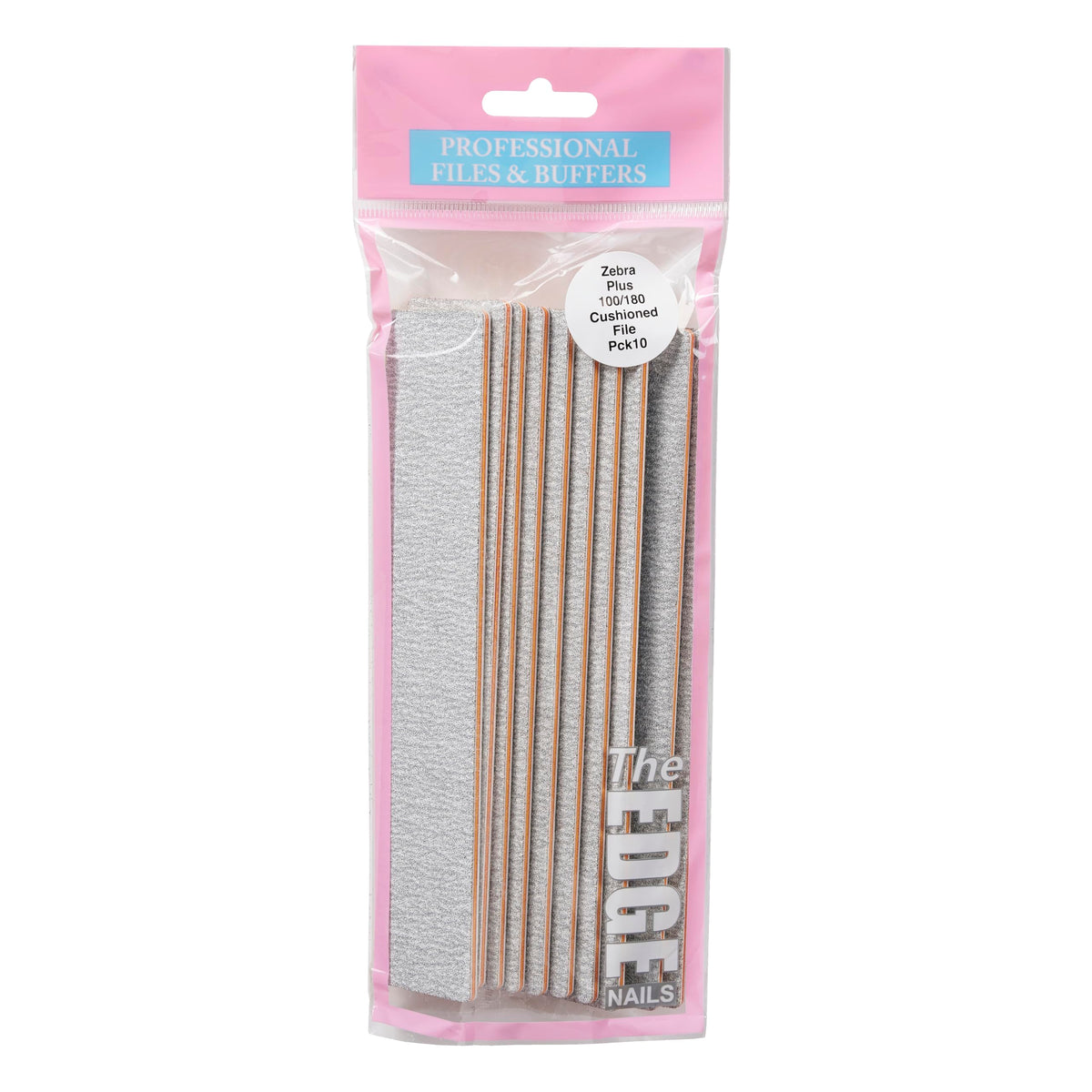 Edge Zebra Plus Nail Files 100/180 grit - Pack 10 – product image at Galaxy Nails