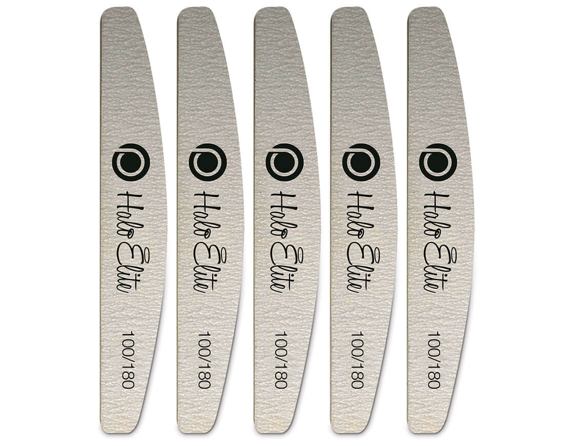 Halo Elite Half-Moon Zebra Files 100/180 - 5 pack – product image at Galaxy Nails