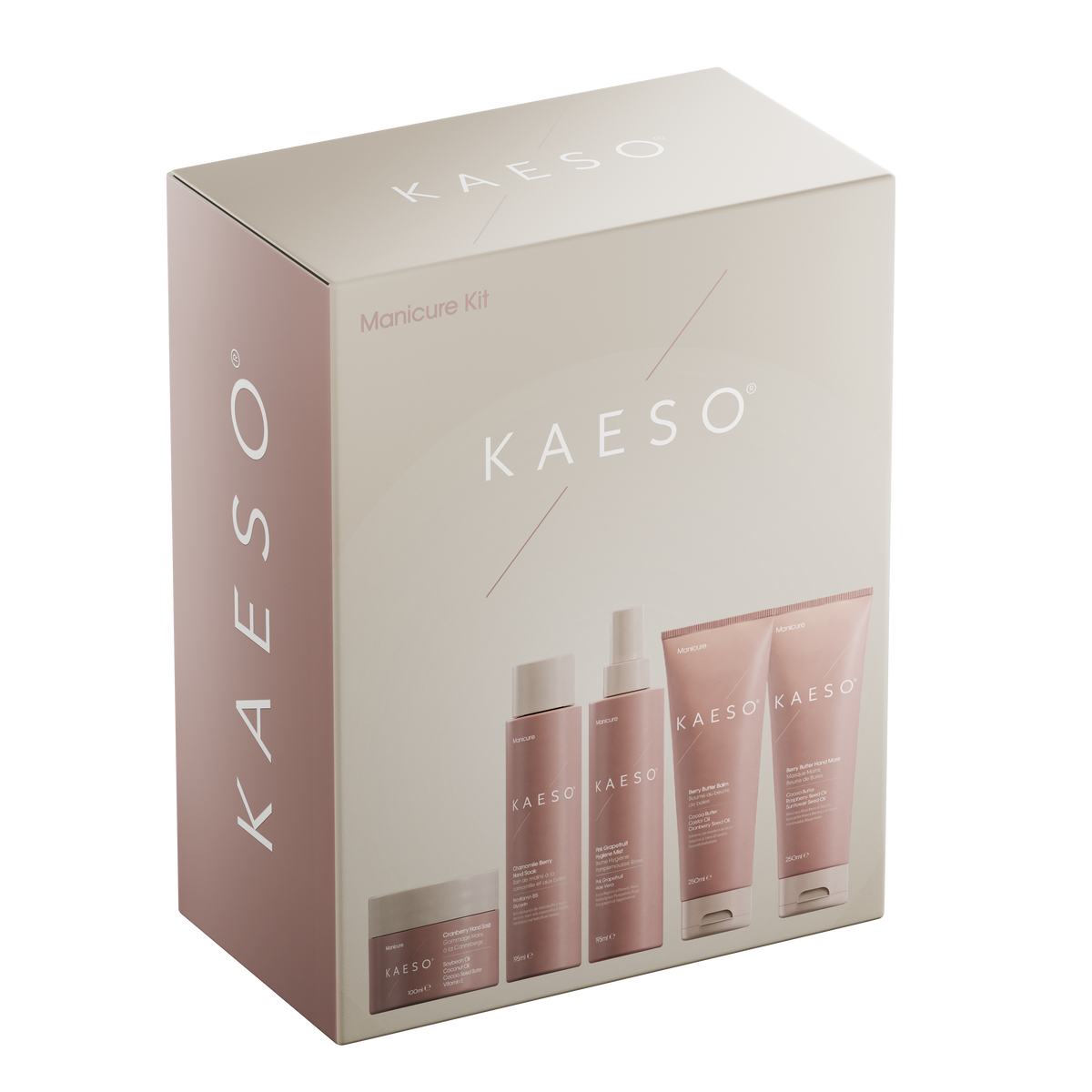 Kaeso Manicure Hand Care Kit With Cranberry 5 Piece Gift Set