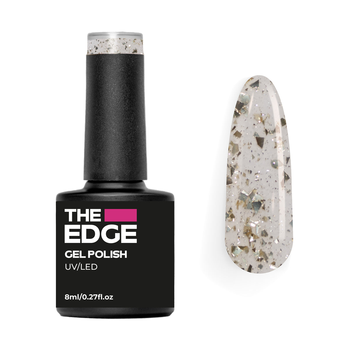The Edge Gold flake Top Coat FX Gel Polish – product image at Galaxy Nails