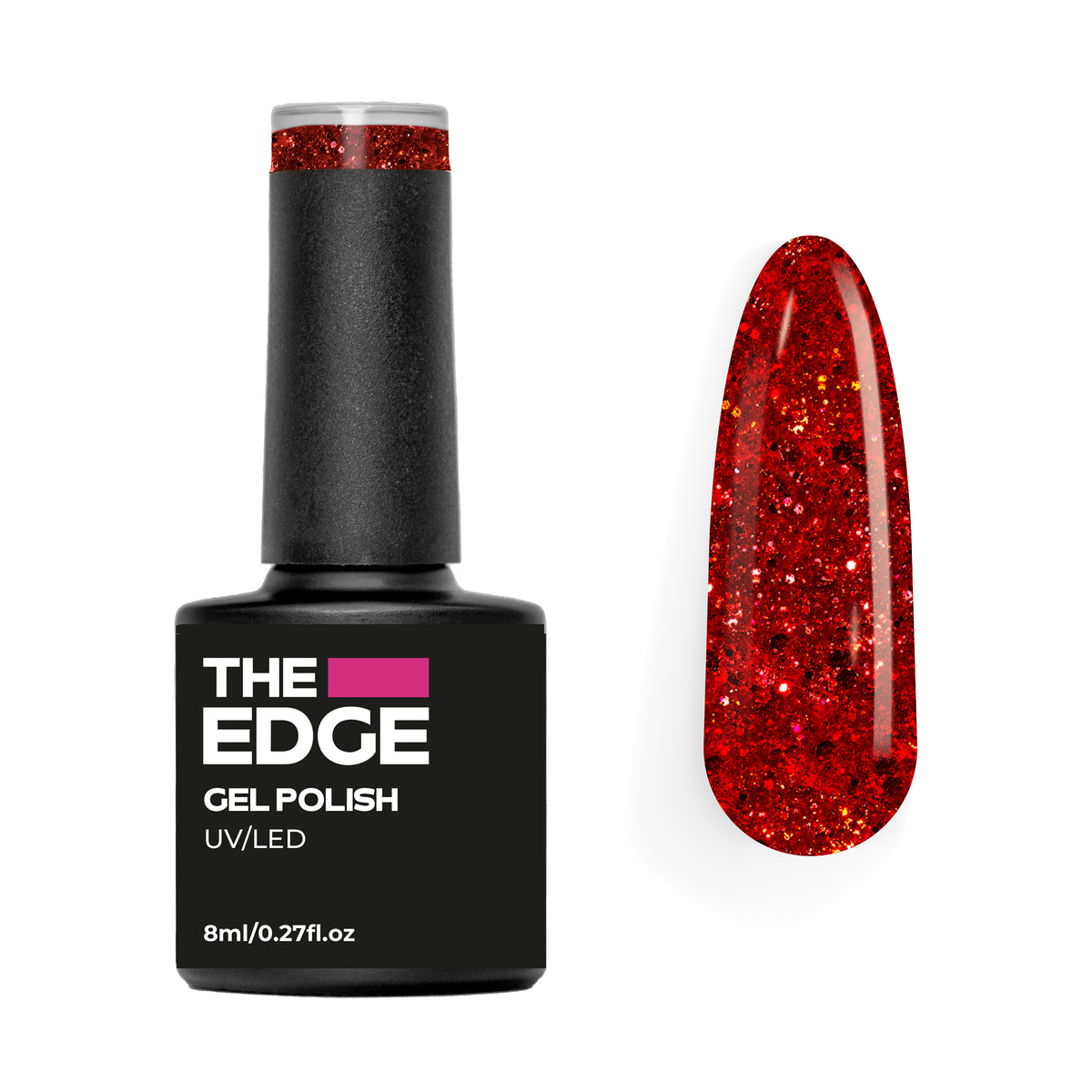 The  Edge Ruby Glitter Gel Polish – product image at Galaxy Nails