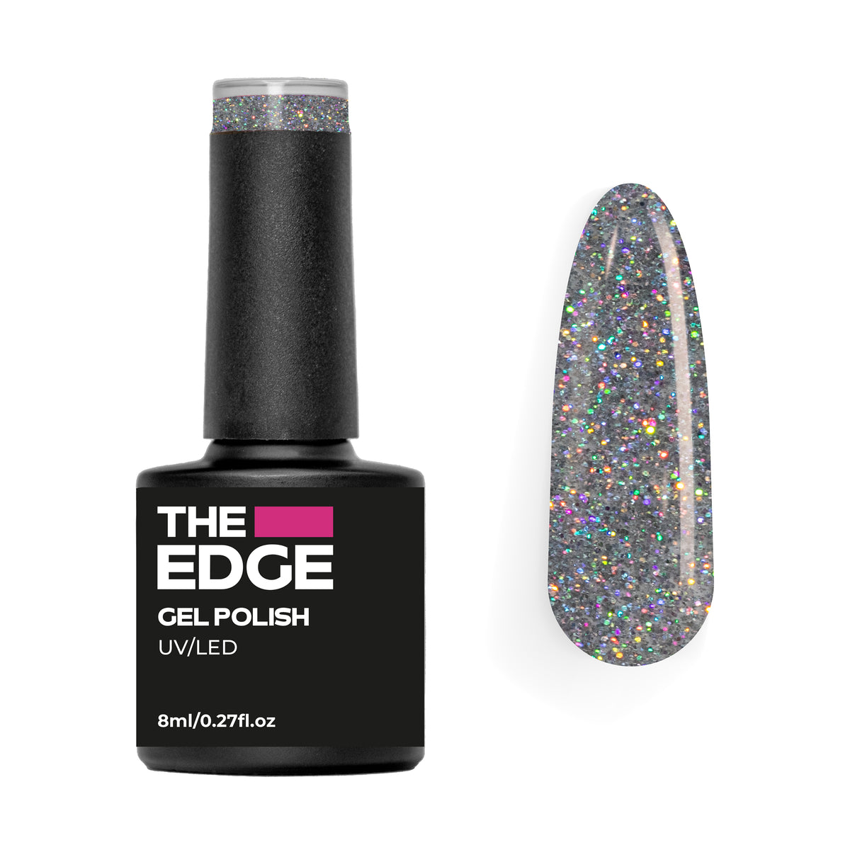 The  Edge Silver Glitter Gel Polish – product image at Galaxy Nails