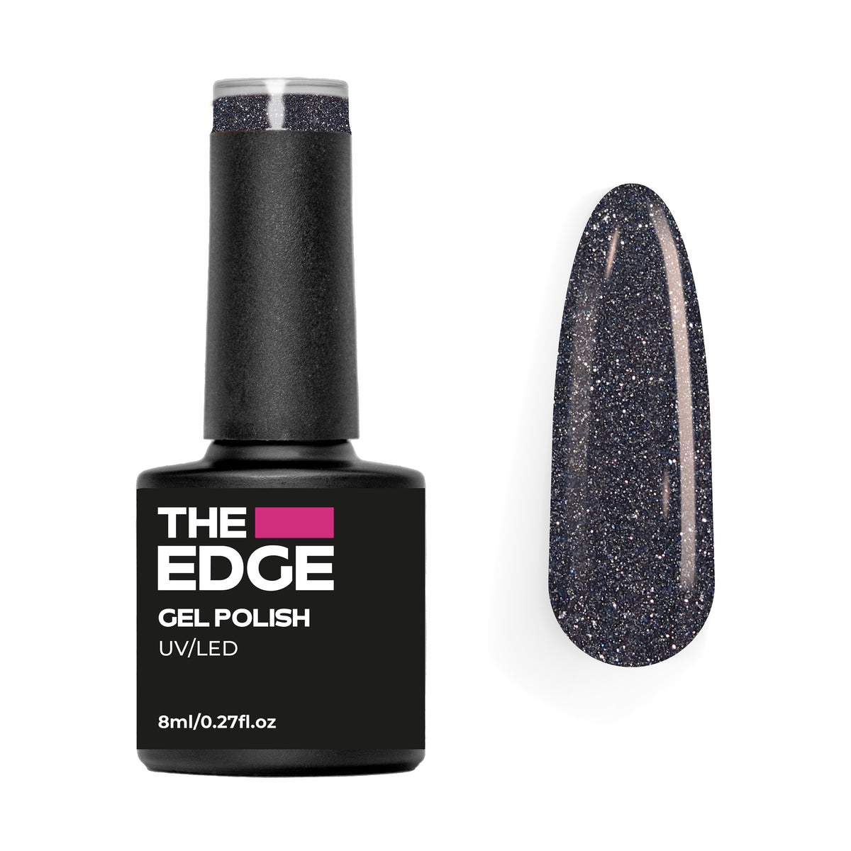 The  Edge Steel Blue Glitter Gel Polish – product image at Galaxy Nails