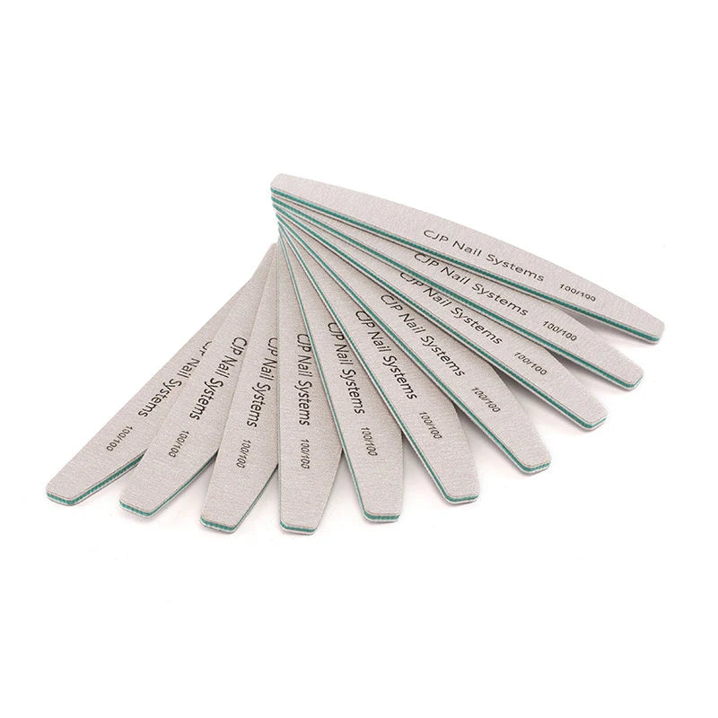 CJP Half Moon Nail File 100/100 Grit 10pk – product image at Galaxy Nails