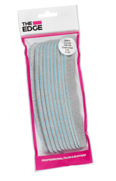 Edge Zebra Curved Nail Files 100/180 grit - Pack 10