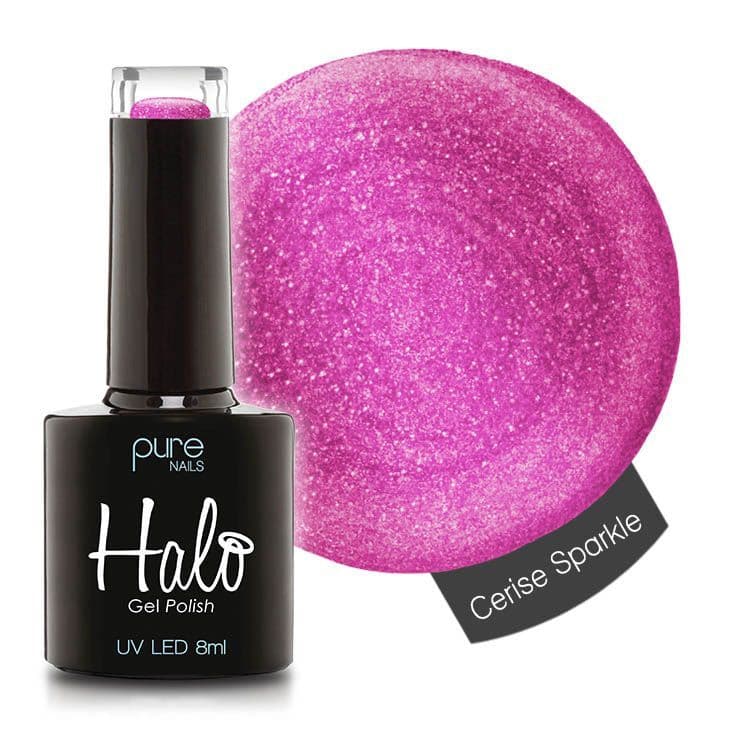Halo Gel Polish 8ml - Cerise Sparkle – product image at Galaxy Nails