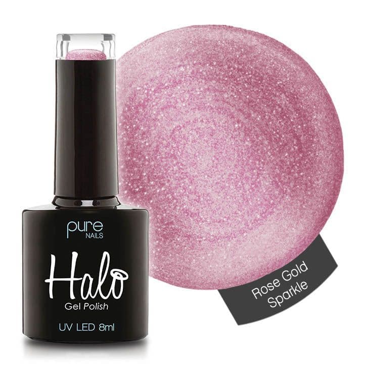 Halo Gel Polish 8ml - Rose Gold Sparkle – product image at Galaxy Nails