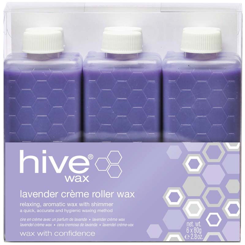 Lavender Shimmer Creme Wax for roller by Hive x 6 - 80g – product image at Galaxy Nails