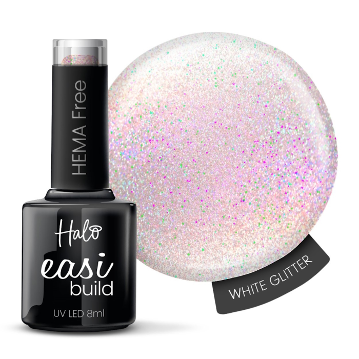 Halo EasiBuild HEMA-Free White Glitter 8ml – product image at Galaxy Nails