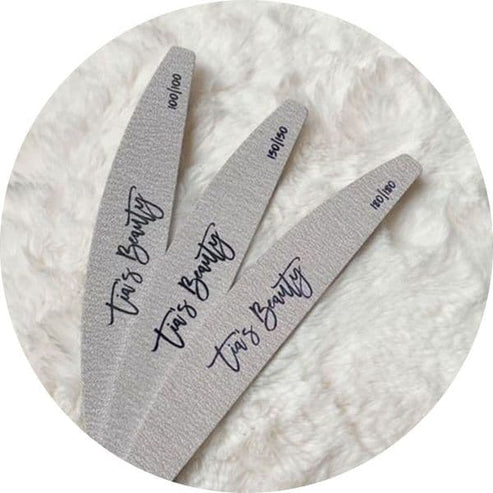 Tia's Beauty Zebra Half Moon Nail Files 100 Grit - Pack 10 – product image at Galaxy Nails