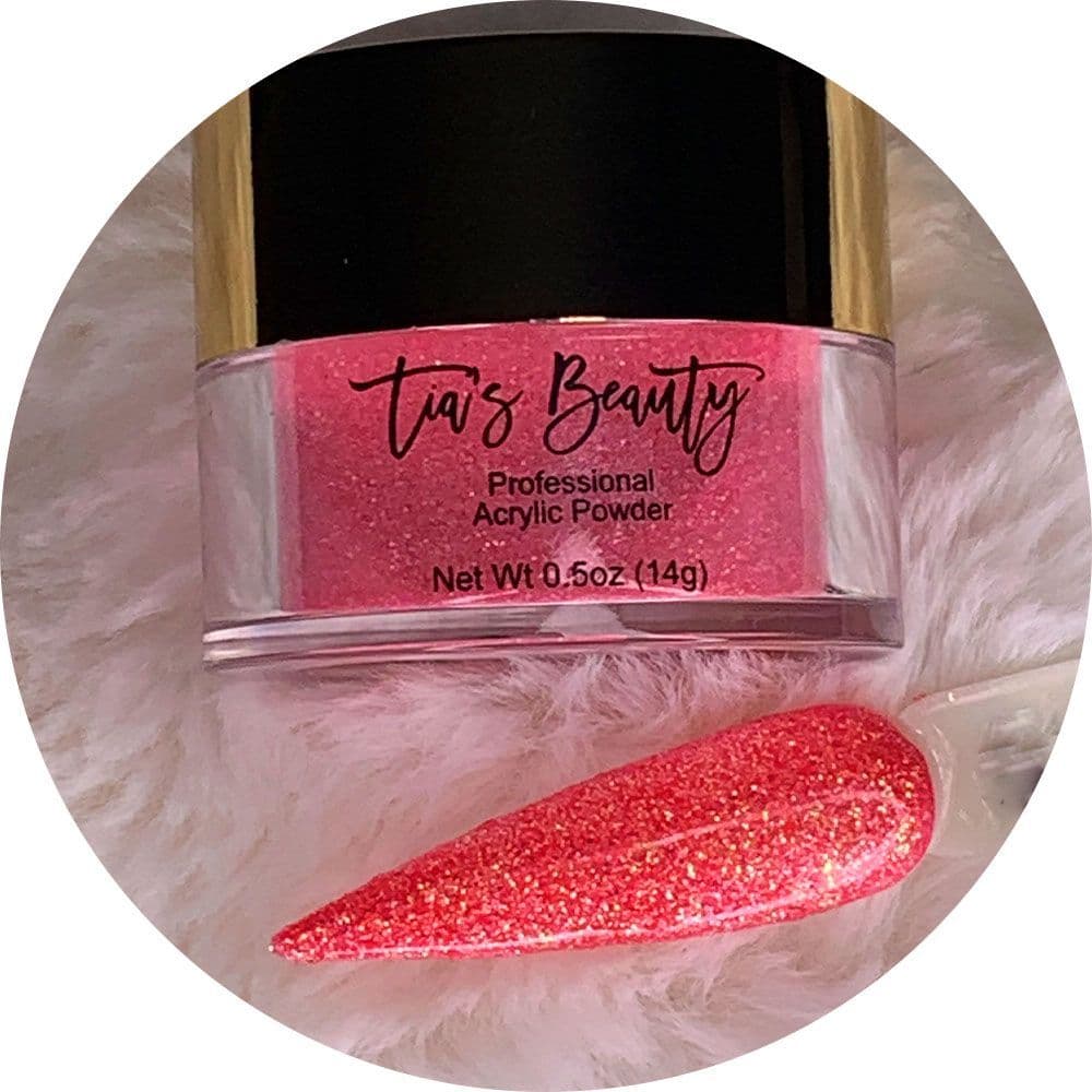 Shimmering Salmon - Glitter Acrylic – product image at Galaxy Nails